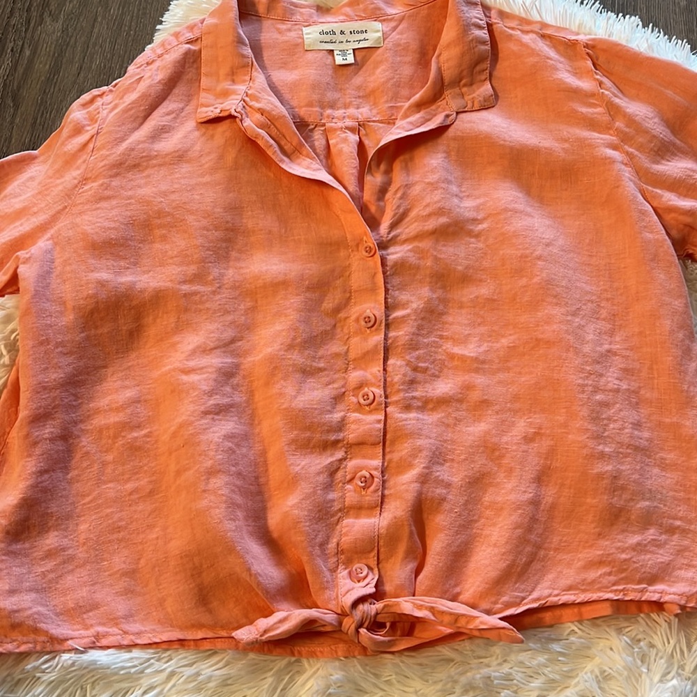 Anthropologie Cloth & Stone Tie Front Top - medium - Picture 3 of 5